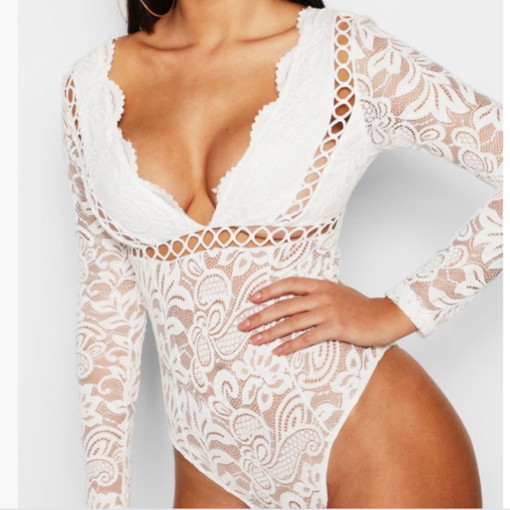 Premium Crochet Lace Plunge Bodysuit